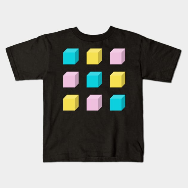 Cubes of Three Colors Kids T-Shirt by yayor